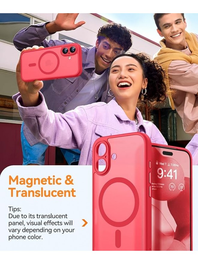 Magnetic Matte Shockproof Phone Case for ip17 – Full Camera Protection-Red