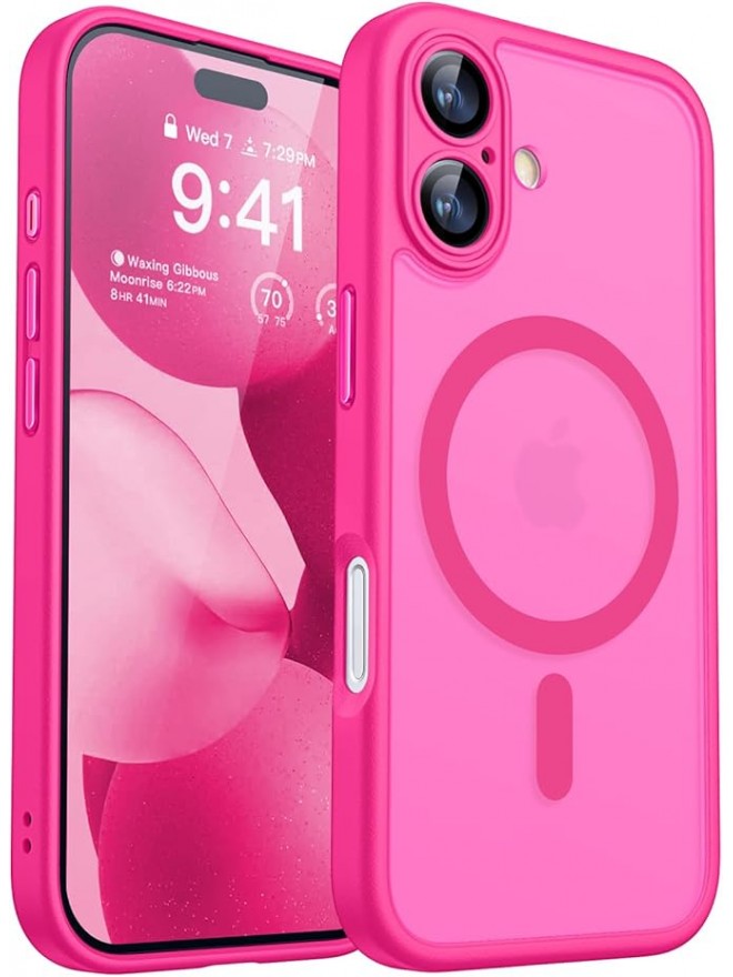 Magnetic Matte Shockproof Phone Case for ip17 – Full Camera Protection-Pinkish