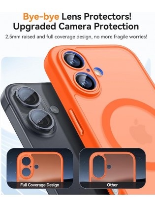 Magnetic Matte Shockproof Phone Case for ip17 – Full Camera Protection-Orange