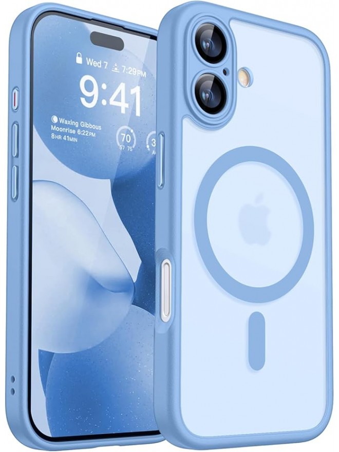 Magnetic Matte Shockproof Phone Case for ip17 – Full Camera Protection-Wathet