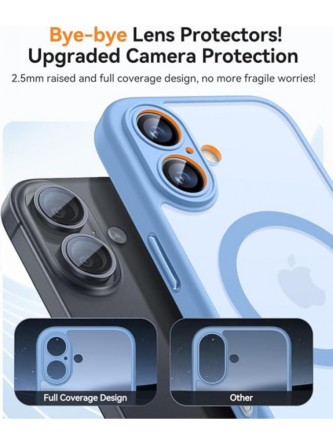 Magnetic Matte Shockproof Phone Case for ip17 – Full Camera Protection-Wathet