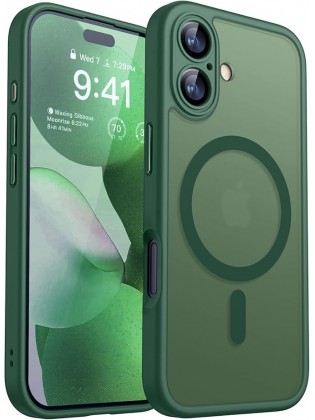 Magnetic Matte Shockproof Phone Case for ip17 – Full Camera Protection-Bottle green