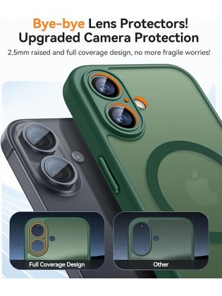 Magnetic Matte Shockproof Phone Case for ip17 – Full Camera Protection-Bottle green