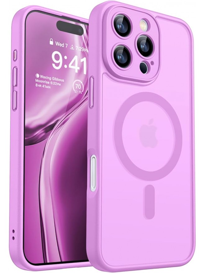 Magnetic Matte Shockproof Phone Case for ip17 – Full Camera Protection-Pinkish purple