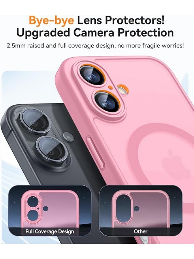 Magnetic Matte Shockproof Phone Case for ip17 – Full Camera Protection-Pink