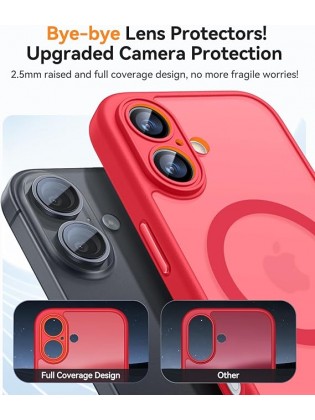Magnetic Matte Shockproof Phone Case for ip17 – Full Camera Protection-Red
