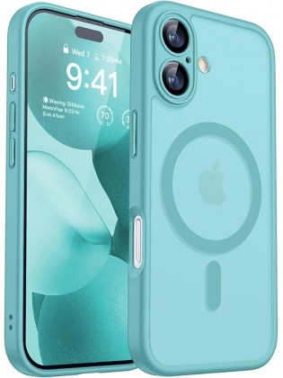 Magnetic Matte Shockproof Phone Case for ip17 – Full Camera Protection-Blue-green