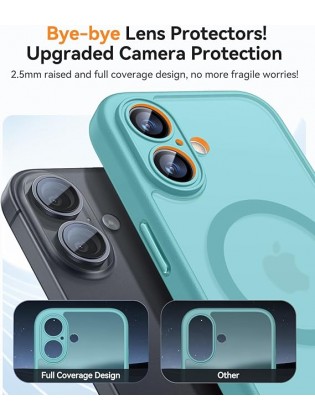 Magnetic Matte Shockproof Phone Case for ip17 – Full Camera Protection-Blue-green