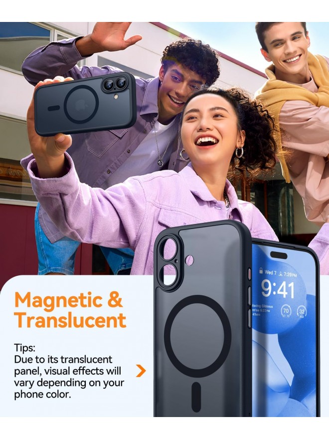 Magnetic Matte Shockproof Phone Case for ip17 – Full Camera Protection-Black