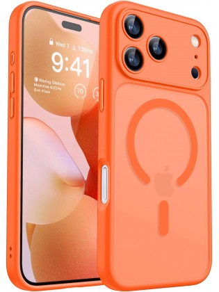 Magnetic Matte Shockproof Phone Case for ip17 pro max – Full Camera Protection-orange