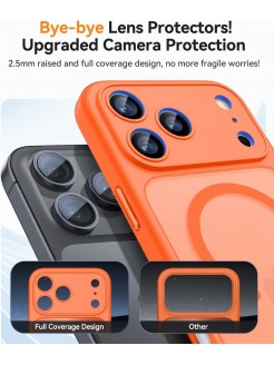Magnetic Matte Shockproof Phone Case for ip17 pro – Full Camera Protection-orange