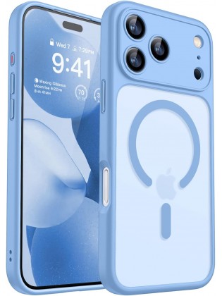 Magnetic Matte Shockproof Phone Case for ip17 pro max – Full Camera Protection-Wathet