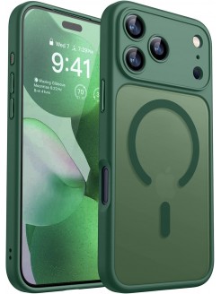 Magnetic Matte Shockproof Phone Case for ip17 pro – Full Camera Protection-Bottle green