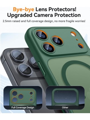 Magnetic Matte Shockproof Phone Case for ip17 pro – Full Camera Protection-Bottle green