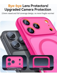 Magnetic Matte Shockproof Phone Case for ip17 pro – Full Camera Protection-Pinkish