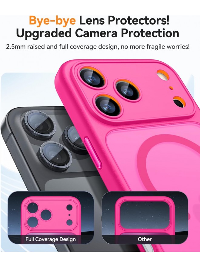 Magnetic Matte Shockproof Phone Case for ip17 pro – Full Camera Protection-Pinkish