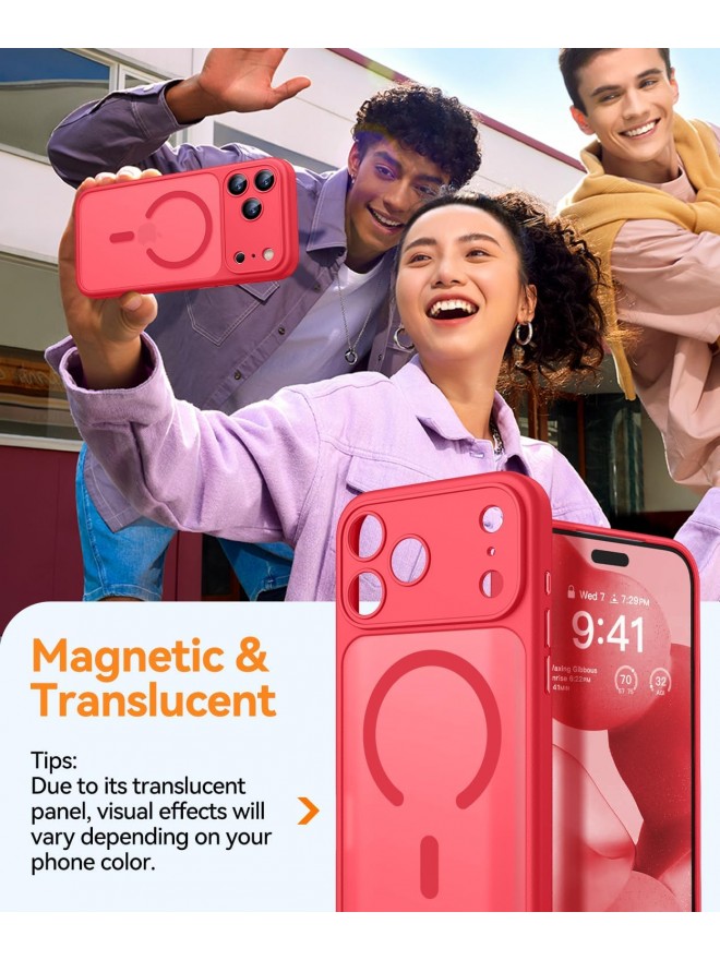 Magnetic Matte Shockproof Phone Case for ip17 pro – Full Camera Protection-Red