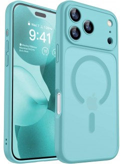 Magnetic Matte Shockproof Phone Case for ip17 pro – Full Camera Protection-Blue-green