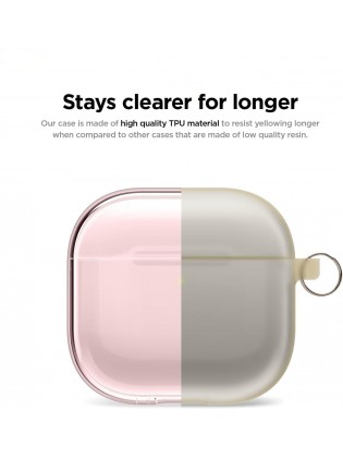 Clear Protective Case with Keychain for APods4 - Lovely Pink