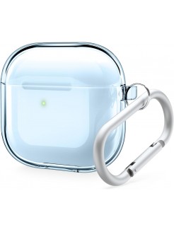 Clear Protective Case with Keychain for APods4 - Aqua Blue