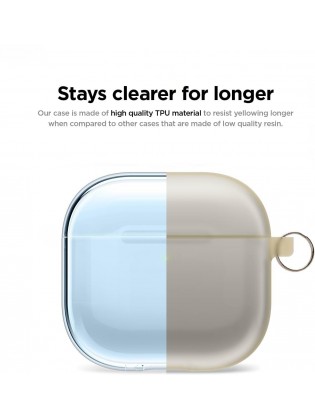 Clear Protective Case with Keychain for APods4 - Aqua Blue