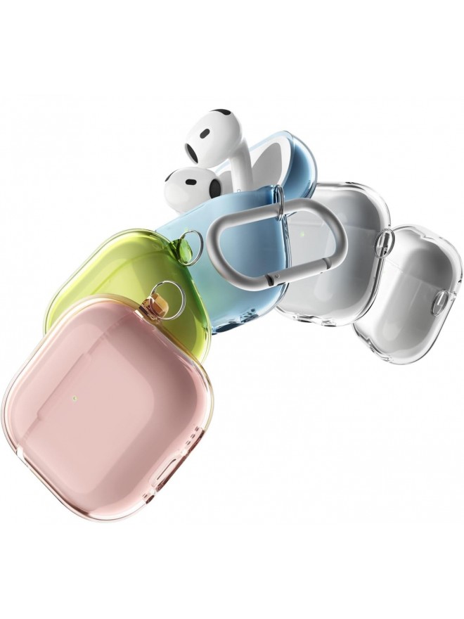 Clear Protective Case with Keychain for APods4 - Lovely Pink