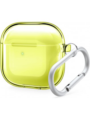Clear Protective Case with Keychain for APods4 - Neon Yellow