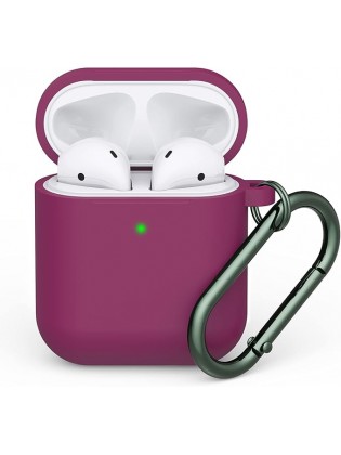 Soft silicone case with keychain—Burgundy