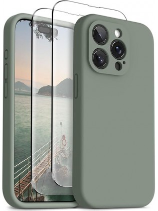 IP15 Pro Max Liquid Silicone Shockproof Phone Case— Green