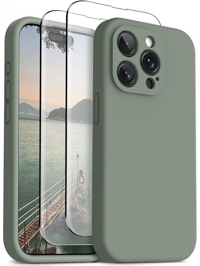 IP15 Pro Max Liquid Silicone Shockproof Phone Case— Green