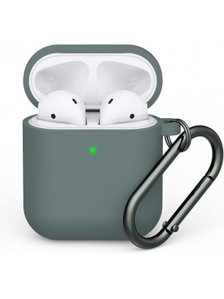 Soft silicone case with keychain—Green