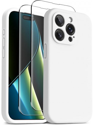 IP15 Pro Max Liquid Silicone Shockproof Phone Case—White