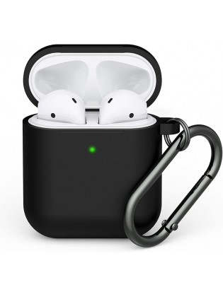 Soft silicone case with keychain—Black