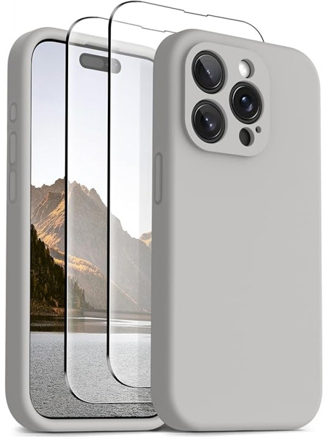IP15 Pro Max Liquid Silicone Shockproof Phone Case— Grey
