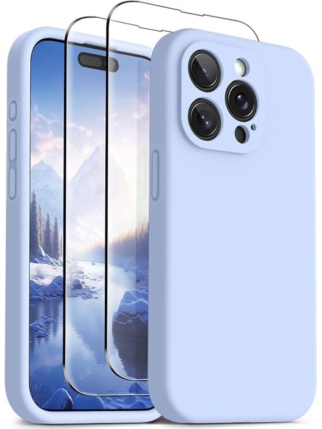 IP15 Pro Max Liquid Silicone Shockproof Phone Case—Blue